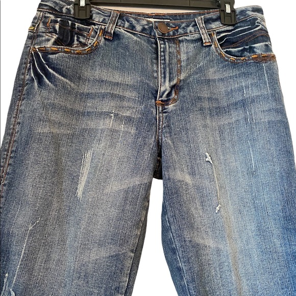 Cato Distressed Denim Capris with Embellished Stitching - Picture 2 of 16